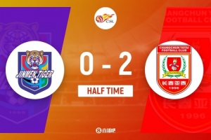 半场-天津津门虎0-2长春亚泰 谢维军送礼西普里安破门基莱斯乌龙