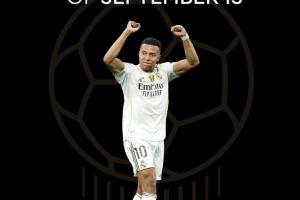 年轻人的第一个金球奖姆巴佩当选金球奖球迷票选9月最佳球员