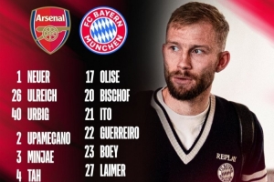 拜仁欧冠客战阿森纳名单：凯恩、奥利塞在列，路易斯·迪亚斯停赛