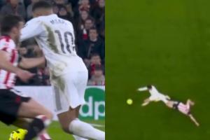 戏耍！姆巴佩卸球转身摆脱+变向过人射门，对手上手+放铲都没拦住