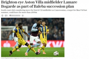 电讯报：巴莱巴很可能明夏离队，布莱顿有意引进维拉中场博加德