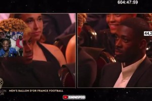 整活！登贝莱获金球奖，甲亢哥反应